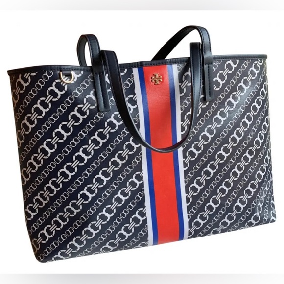 TORY BURCH 💙NAVY💙 GEMINI LINK TOTE BAG 🌟EUC🌟 - Picture 5 of 17